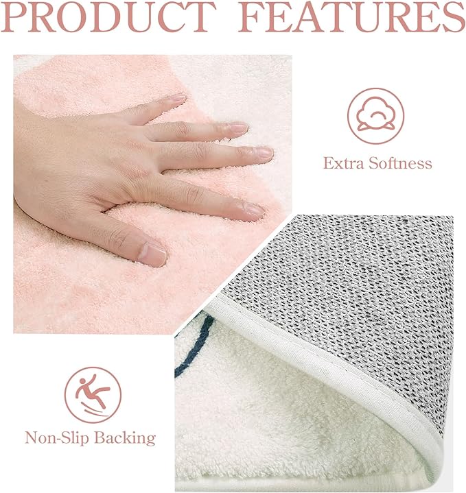 Lahome Boho Pink 3Ft Round Area Rugs - Soft Cute Small Circle Rug for Kids Nursery Room, Washable Non-Slip Botanical Print Circular Carpet for Sofa Playroom (Pink,3'x3')