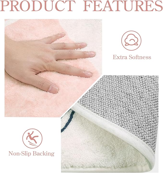 Lahome Pink Round Rugs 5Ft - Washable Boho Large Round Area Rug for Living Room Non-Slip Throw Ultra- Thin Circle Rugs for Bedroom Nursery, Cute Soft Botanical Print Round Carpet for Classroom Office