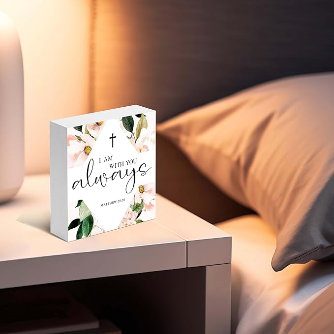 Christian Gifts, ‘I Am With You Always’ Wooden Box Sign Decor, Christian Home Décor, Birthday, Thanksgiving, Christmas Gifts, Christian Decorations, Gifts for Family, Friends, etc.(051)