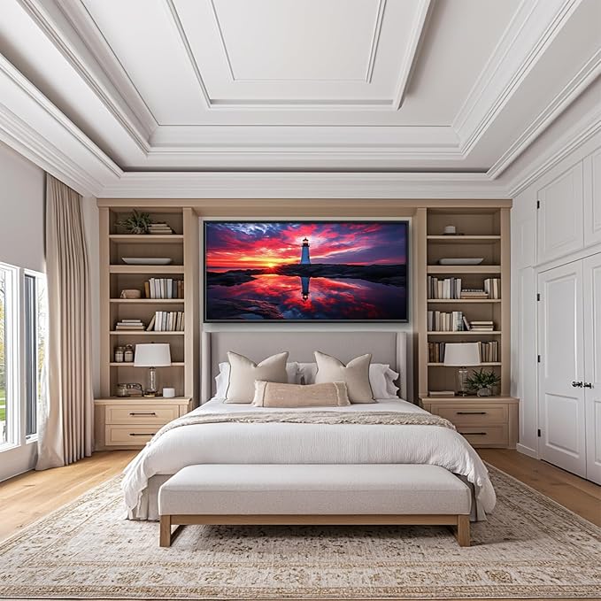 Olivine Lighthouse Wall Art, Nautical Coastal Pictures Wall Decor, Beach Sunset Paintings, Ocean Canvas Prints, Framed Artwork for Bathroom Bedroom Living Room Office Home Decoration 60"x30"