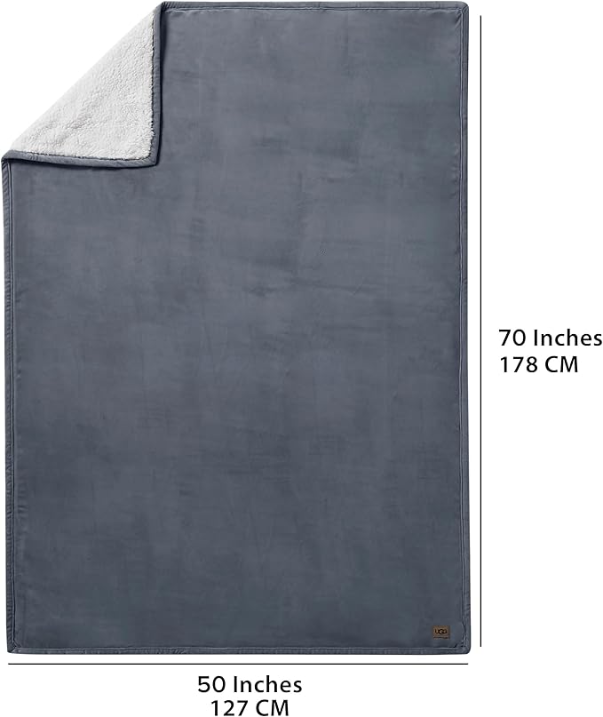 UGG Bliss Throw Blanket Plush Soft Fleece Fluffy Blankets for Bed or Couch Oversized Warm Reversible Machine Washable Medium Weight Home Decor Giftable Throw, 50-inch x 70-inch, Imperial Blue