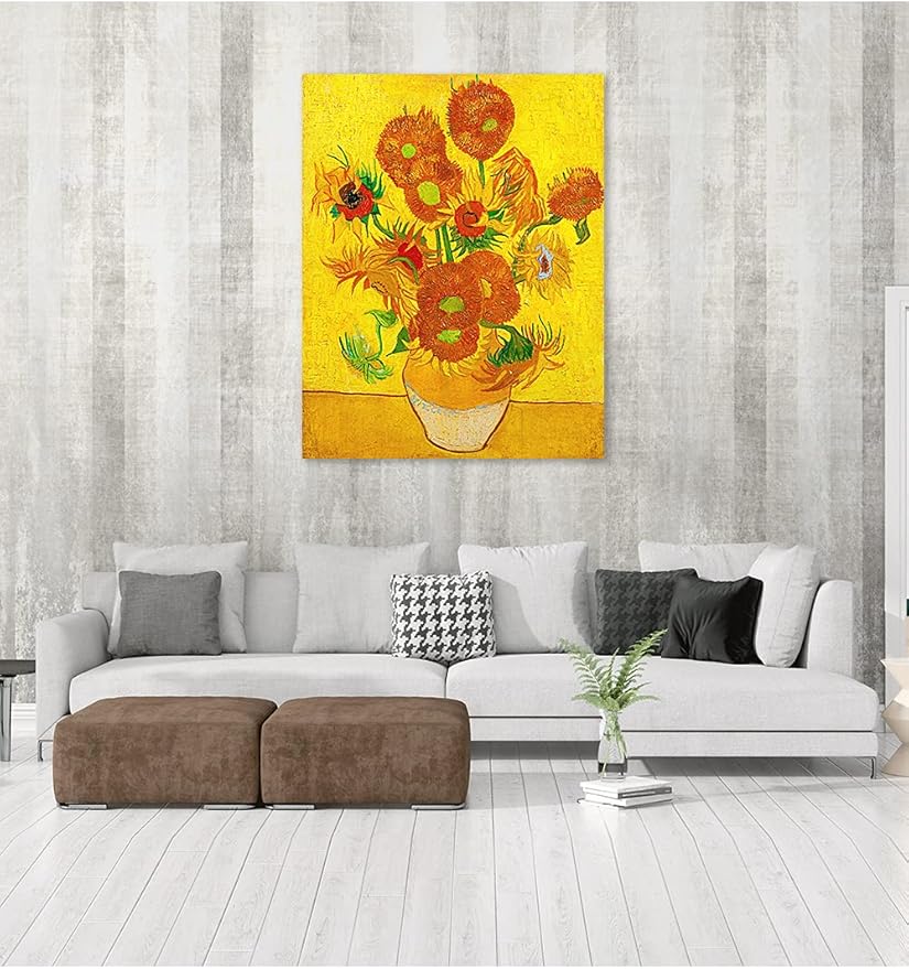 DECORARTS - Sunflowers. Vincent Van Gogh Art Reproduction. Giclee Print on Canvas. Wall Art for Home. 40x32
