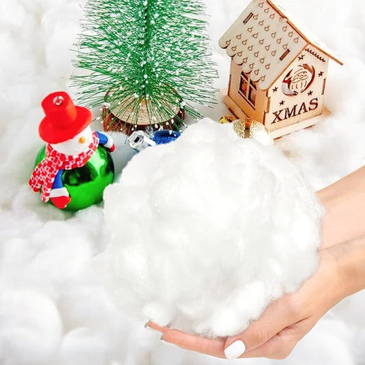 Apragaz Christmas Fake Snow Decoration, 1.1 LB Artificial Snow Fluffy Fake Snow Bulk, Flame Resistant Indoor Snow for Winter Village, Nativity, Christmas Tree, Christmas Decoration
