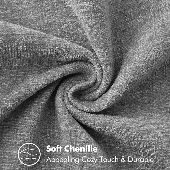 MIULEE Pack of 2 Couch Throw Pillow Covers 24x24 Inch Dark Gray Farmhouse Decorative Pillow Covers with Stitched Edge Soft Chenille Solid Dyed Spring Pillow Covers for Sofa Bed Living Room