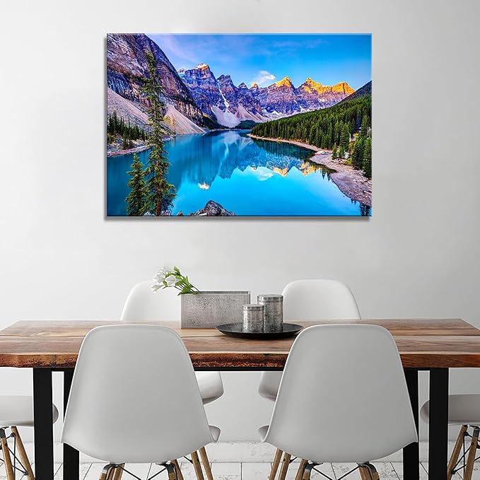 DZL Art S73269 Mountain and Lake Nature Landscape Wall Art House Wall Decoration Set Home Art Picture Home Bedroom Living Room Decoration Kitchen Office Wall Decor