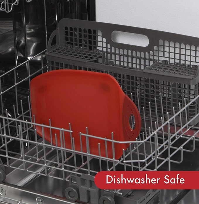 Dexas Chop & Scoop Cutting Board, 9.5 by 13 inches, Solid Red (322-J1795)