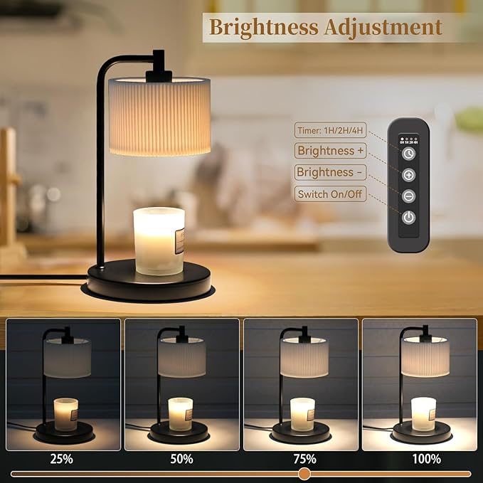 Candle Warmer Lamp with Timer, Dimmable Candle Wax Warmer Electric Candle Lamp for Scented Candles with Bulbs, House Warming Gifts Brithday Gifts Home Decor(Black)