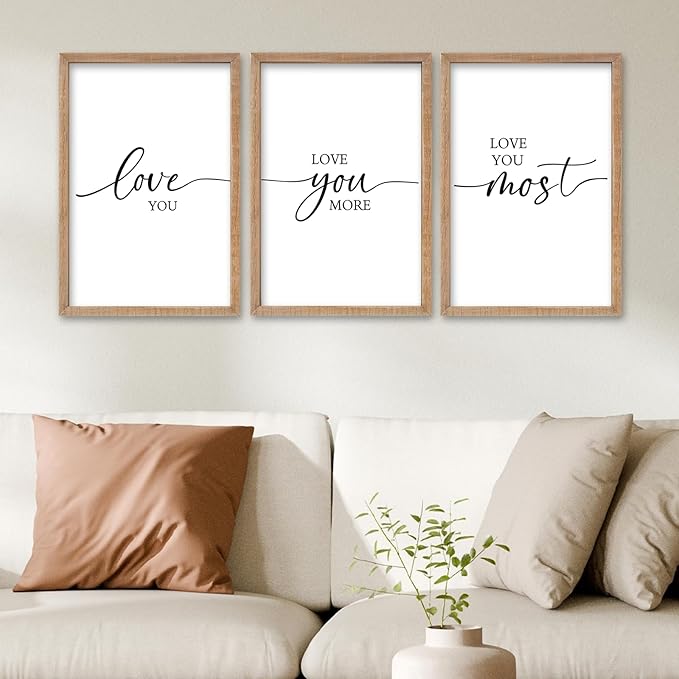 SRSZHIYUE I Love You More Most Wall Decor I'll Keep Choosing You Sign 16"×11" Set of 3 Framed Wood Above Over Bed for Master Bedroom Hanging Decoration (Wood)