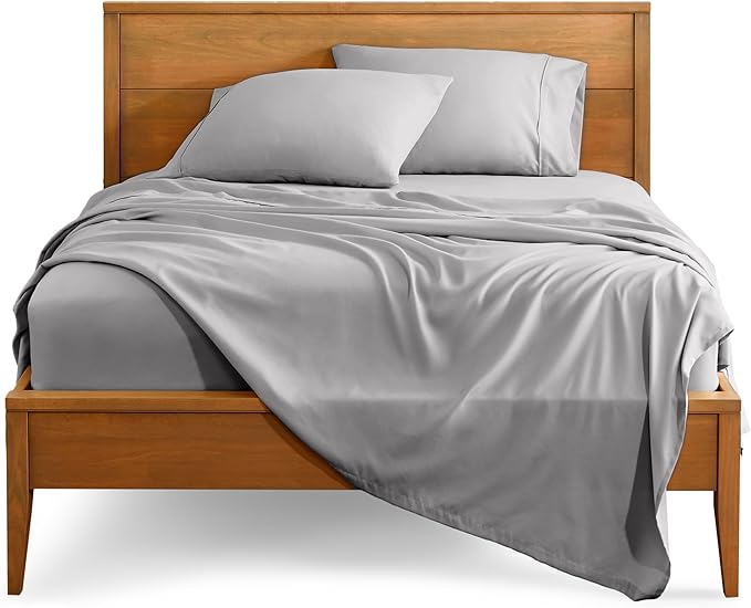 Bare Home Queen Sheet Set - Luxury 1800 Ultra-Soft Microfiber - Double Brushed - Deep Pockets - Easy Fit - 4 Piece Set - Bedding Sheets & Pillowcases (Queen, Light Grey)