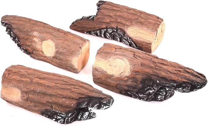 Barton 9-Pieces Ceramic Fireplace Logs Realistic Style Birch Wood Fire Log Heat Resistant Gas Vented Insert Logs