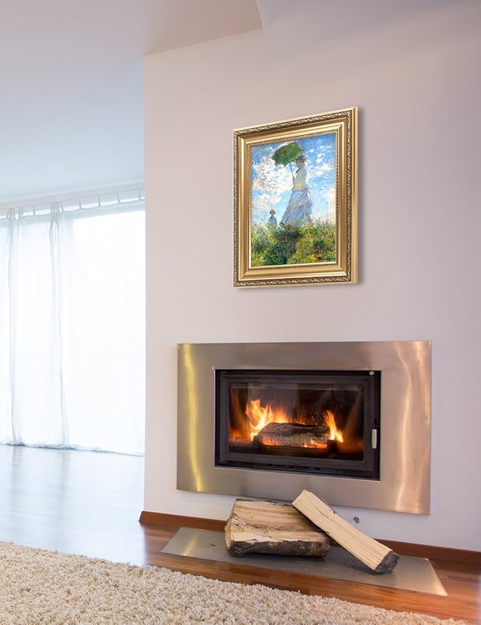 DECORARTS - The Walk, Woman with a Parasol (1875), Claude Monet Art Reproduction. Giclee Print& Museum Quality Framed Art for Wall Decor.Framed size: 26x22