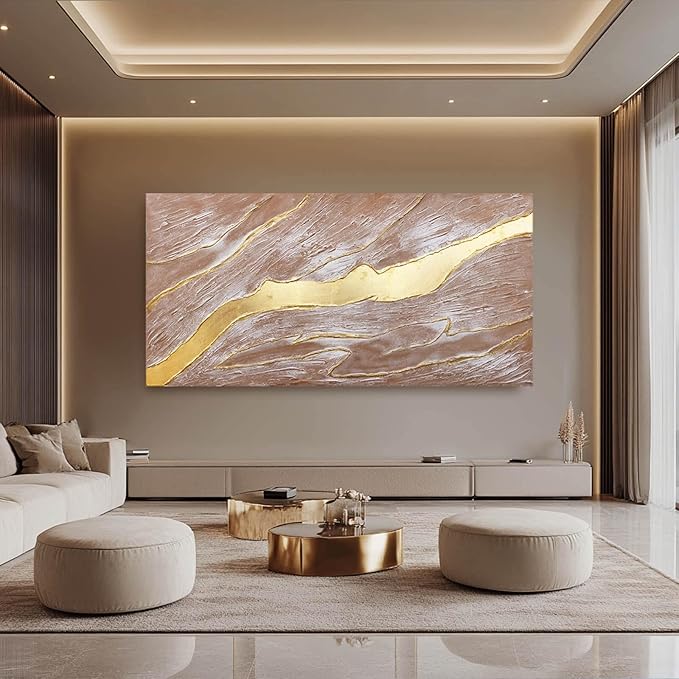 VAYIMDH Abstract Large Canvas Wall Art Line Wall Pictures Pink and Gold Wall Print 29"x58" Artwork for Living Room Dining Room Area