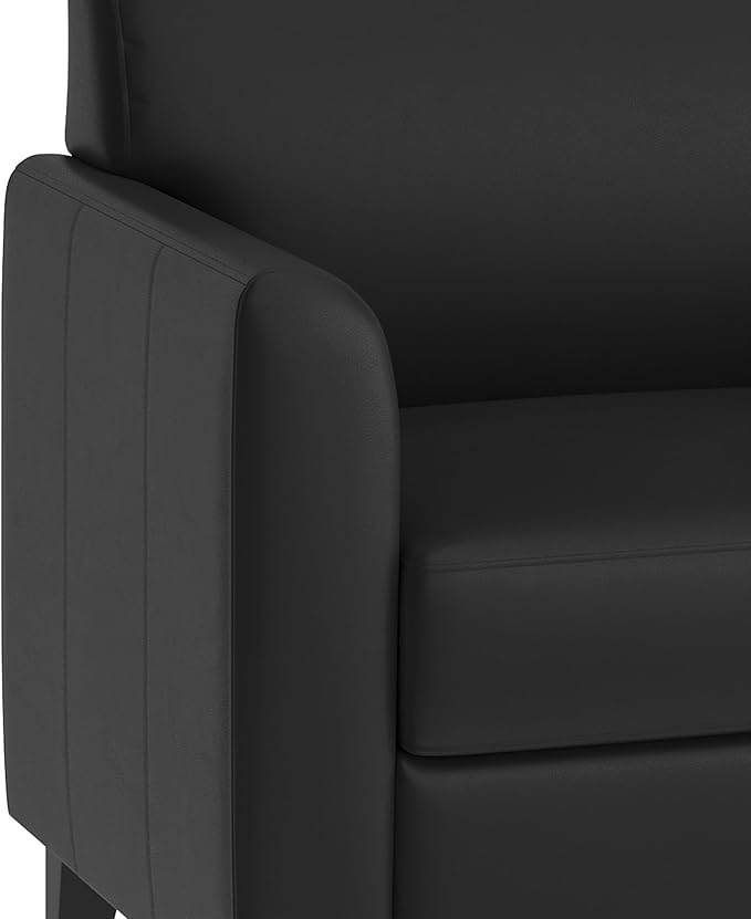 Flash Furniture Hercules Diplomat Series LeatherSoft Upholstered Side Reception Chair, Lobby Chair with Cushions and Flared Arms, Black