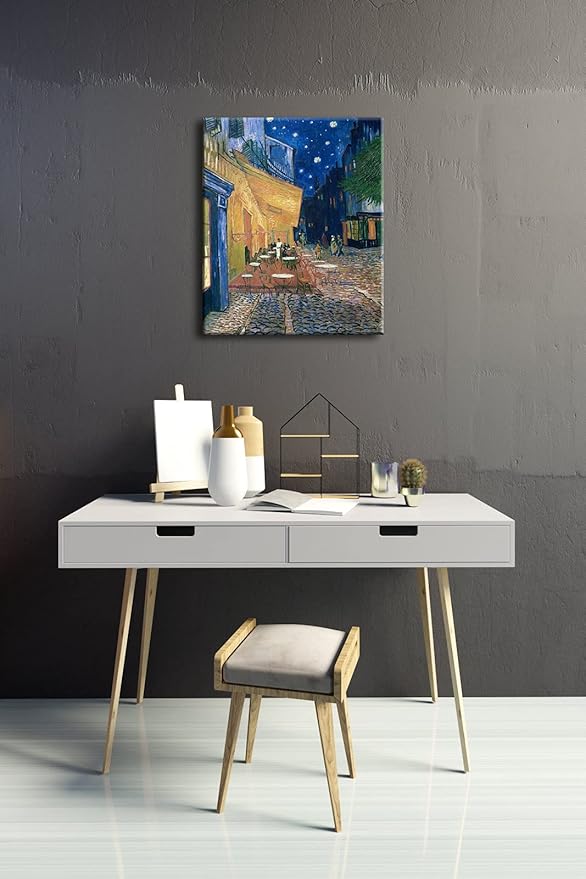 Wieco Art Cafe Terrace at Night Large Modern Giclee Canvas Prints Vincent Van Gogh Artwork Oil Paintings Reproduction Landscape Picture Photo Printed on Canvas Wall Art for Living Room Decorations