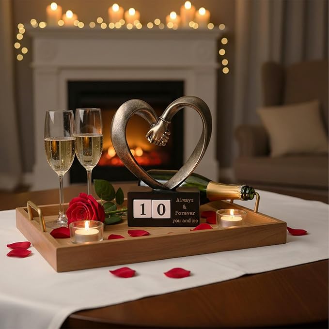 Holding Hands Heart Shaped Statue for His and Her 1 to 50 or 60th Anniversary, Wedding Gift for Newlyweds, for Home Decor, Office Coffee Table Bookshelf TV Cabinet Decor.