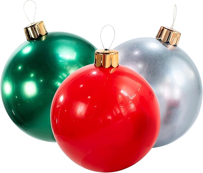 Inflatable Holiday Ornament – Ultimate Indoor/Outdoor Decoration – Reusable and Storage Friendly – for Weddings, Parties, Events, Team Colors – 8" Mini Trio Bundle Set – Traditional