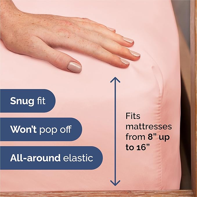 Split King Size 5 Piece Sheet Set - Comfy Breathable & Cooling Bed Sheets Set - Hotel Luxury Bedding for Women, Men, Kids, Teens, Boys & Girls - Deep Pockets, Soft, Wrinkle Free - Oeko-Tex - Baby Pink