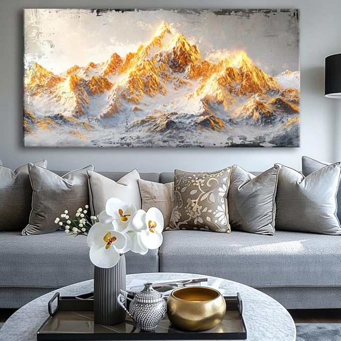Canvas Wall Art Mountain Peak - Modern Landscape Paintings for Living Room, Bedroom Wall Decor, Framed Wall Art for Home or Office Decoration, Large Wall Art 60x120cm(24x48in)