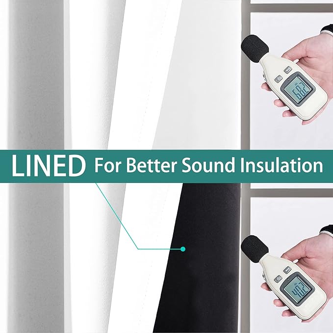 Yakamok Full Blackout Curtains 63 Inches Long,Blackout Curtain Panels for Bedroom, 2 Thick Layers Grommet Top Thermal Insulated Drapes with Black Liner for Living Room(42Wx63L, Pure White, 2 Panels)