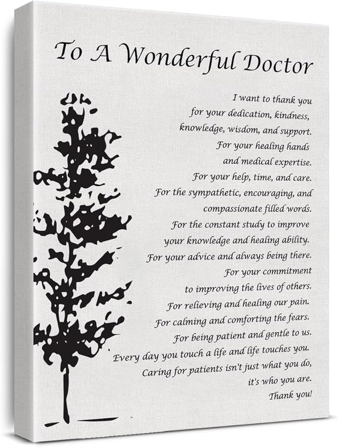 to a Wonderful Doctor I Want to Thank You Quotes Canvas Wall Art Print Framed Doctor Appreciation Gift Paintings Artwork Home Office Wall Decor 15x12 Inches