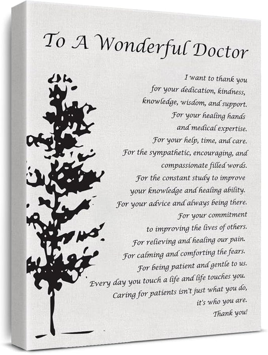to a Wonderful Doctor I Want to Thank You Quotes Canvas Wall Art Print Framed Doctor Appreciation Gift Paintings Artwork Home Office Wall Decor 15x12 Inches