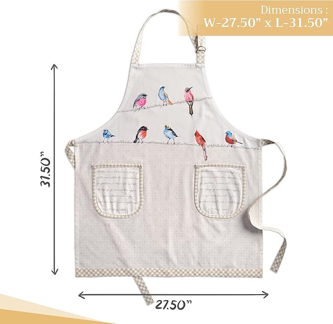 Maison d' Hermine 100% Cotton Apron for women with Pocket Kitchen Chef Apron for Men Cooking Gardening Server Waitress