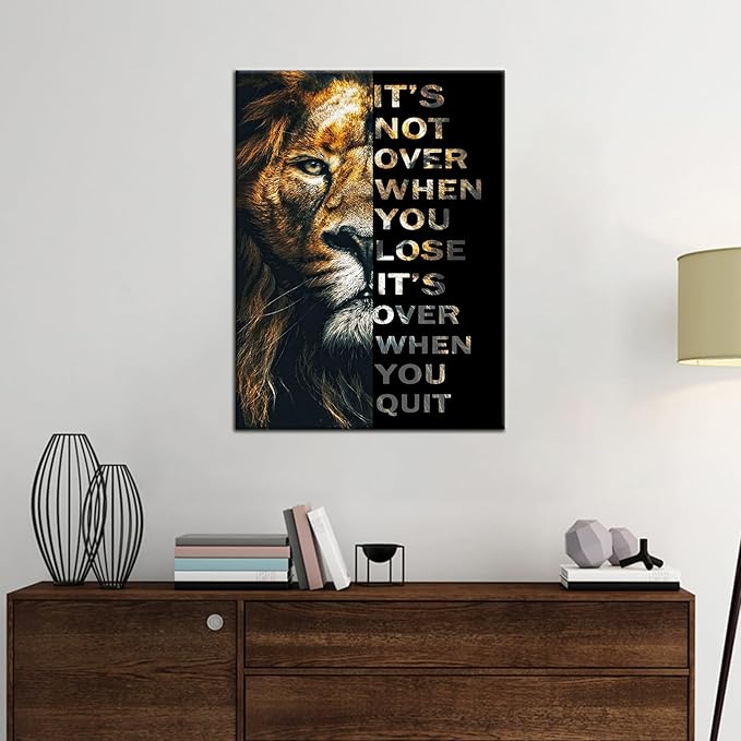Lion motivational Posters Animal Canvas Print Wall Art Inspirational Quote Picture Painting Modern Home Decor Inspiring Artwork Decor for Living Room Bedroom Office Ready to Hang [18''W x 24''H]