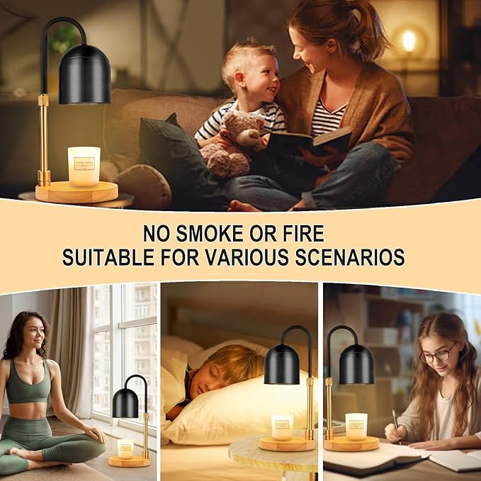 Candle Warmer Lamp with Timer & Dimmer, Adjustable Height Electric Candle Warmer with 3 Bulbs,Compatible Scented Candles, Wax Melt Warmer for Bedroom,Home Decor House Warming Gifts