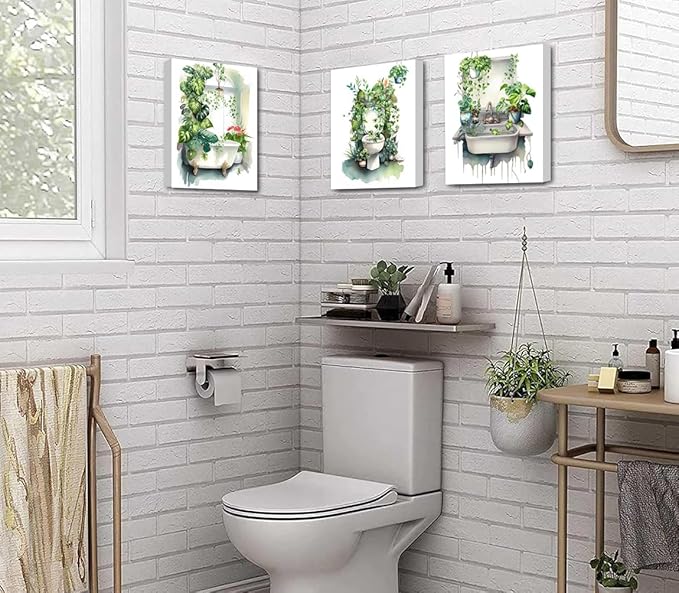 Botanical Boho Bathroom Wall Art Prints, Set of 4 (8"x10")