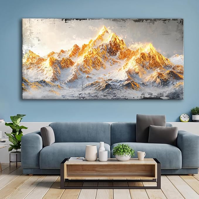 Canvas Wall Art Mountain Peak - Modern Landscape Paintings for Living Room, Bedroom Wall Decor, Framed Wall Art for Home or Office Decoration, Large Wall Art 60x120cm(24x48in)