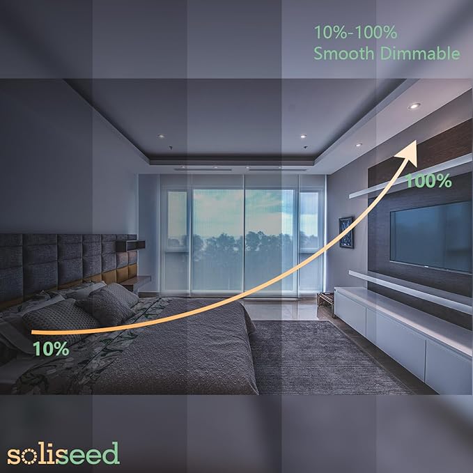 Soliseed 5/6 Inch LED Can Lights Length Adjustable Recessed Lights,Retrofit Downlight ETL Damp Rated,12W=60W,2700K Soft White,800LM, Dimmable,Bevel Trim,Easy Install,4-Pack