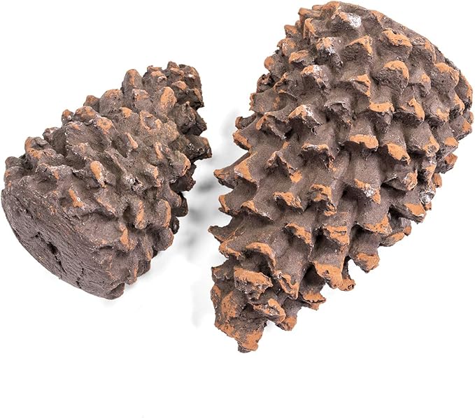 Barton 9-Pieces Ceramic Realistic Wood Log Set Pine Wood Style Stackable Gas Heat Resistant Fireplace Fire Wood Fake Outdoor/Indoor (9 PCS)