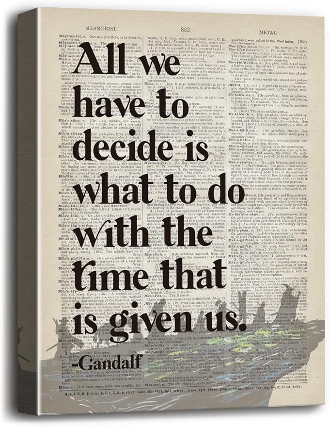 LOTR Poster, Gift for LOTR Decor, LOTR Gifts, All We Have to Decide is What to Do With The Time That is Given Us - Gandalf, Inspirational Wall Art, LOTR Canvas Prints Poster Wall Decor 12x15