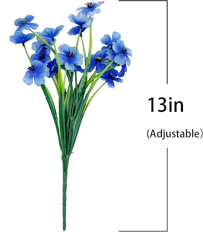 20 Bundles Artificial Flowers for Outdoors,UV Resistant Fake Flowers with Plastic Plants,Silk Faux Fowers for Outdoor Planters,Fake Realistic Flowers Window Box Front Porch Hanging Basket Decor-Blue