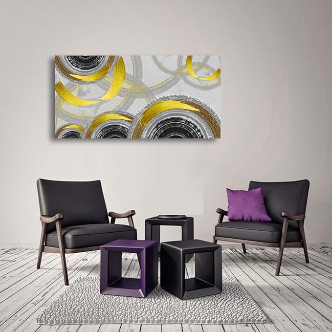 Yellow Abstract Smart Line Pictures Canvas Wall Art for Living room Bedroom Wall Decor,Smart Line Wall Art Print Paitnings for home Decor,Morden Artwork Full of Imagination Line Drawing Canvas Art Waterproof Stretched Ready to Hang-28x57inches