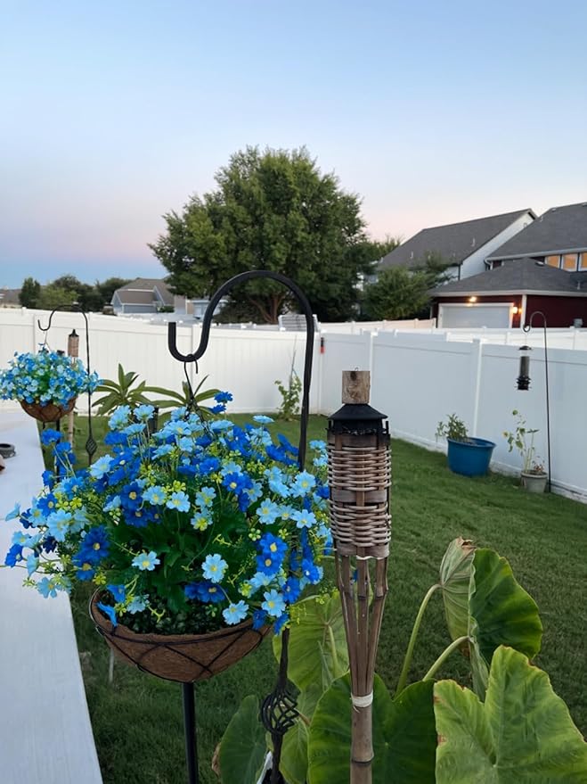 Artificial Faux Hanging Plants Flowers Basket for Summer Autumn Outdoor Outside Porch Decoration, Fake Silk Colorful Daisy Eucalyptus UV Resistant Look Real for Home Patio Balcony Yard