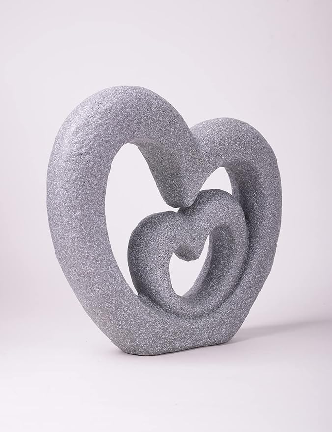 HAUCOZE Heart Decor Figurine Love Gifts Statue Modern Arts Sculpture Polyresin 13.8inch