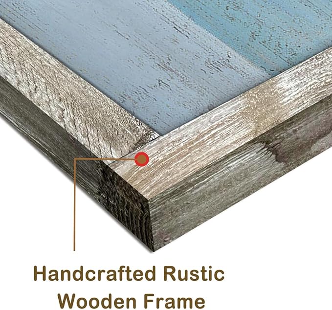 Beach Canvas Print Artwork Coastal Ocean Blue Abstract Seascape Picture Wall Art Painting for Bathroom Office Bedroom(40"*20")