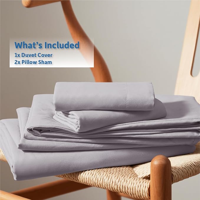 Nestl Grey Lavender California King Duvet Cover Sets - Soft Double Brushed Cal King Duvet Cover, 3 Piece, with Button Closure, 1 Duvet Cover 104x98 inches and 2 Pillow Shams