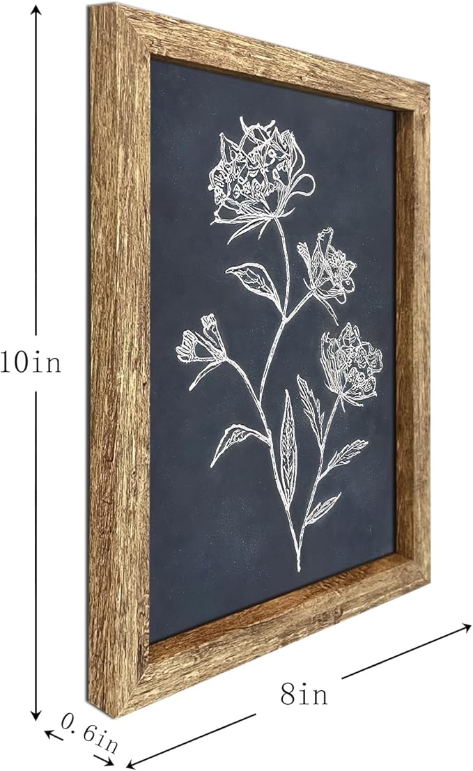 GUMEYJIA Boho Wall Art Set of 4 for Framed Minimalist Botanical Print Canvas Art Rustic Vintage Farmhouse Home Kitchen Wall Decor (8x10 in)