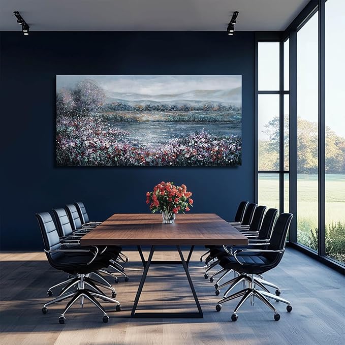 CHUDANHAO Textured Wall Art Cuadros Abstractos Para Sala Abstract Wall Decor Blue Flowers Paintings Large Canvas Pictures Mountain Arts 29"x58"