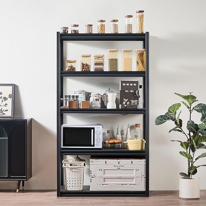 VEVOR Storage Shelves, 2000 lbs, 5 Tier Garage Storage Shelving, 18" D x 40" W x 72" H Adjustable Metal Shelves for Garage Shelves Utility Rack Shelf, Ideal for Kitchen, Warehouse, Basement, Black