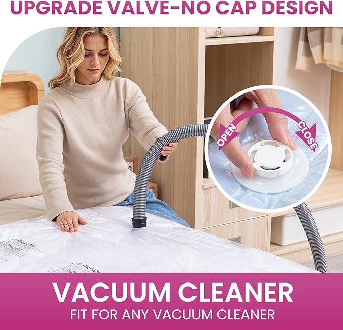 TAILI 8 Pack Vacuum Storage Bags for Comforter and Blankets, XXL Jumbo Vacuum Seal Bags for Bedding (47x39 Inch), Huge Space for Toy, Bedding, Pillows, Save More Closet Space