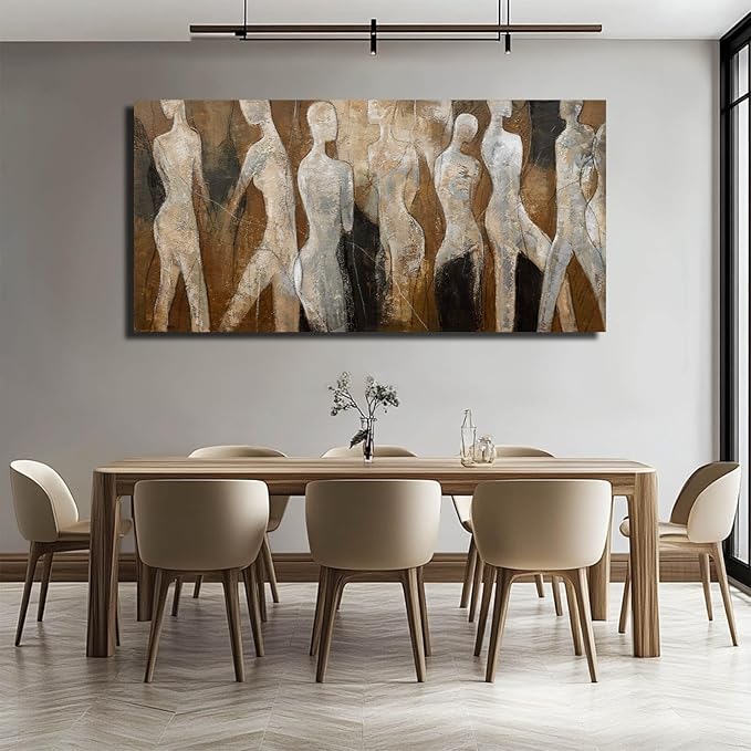 CHUDANHAO Graffiti Line Artwork Brown Picture Wall Decor Black Abstract Wall Art for Living Room Hotel Office Wall Hanging Decor 29"x58" Large Size