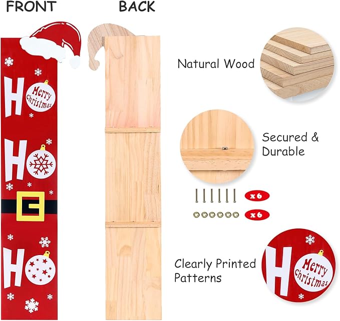 HOMCDALY Wooden Santa Welcome Sign for Front Porch and Door, Outdoor Christmas Porch Decor and Farmhouse Decorations (47in)