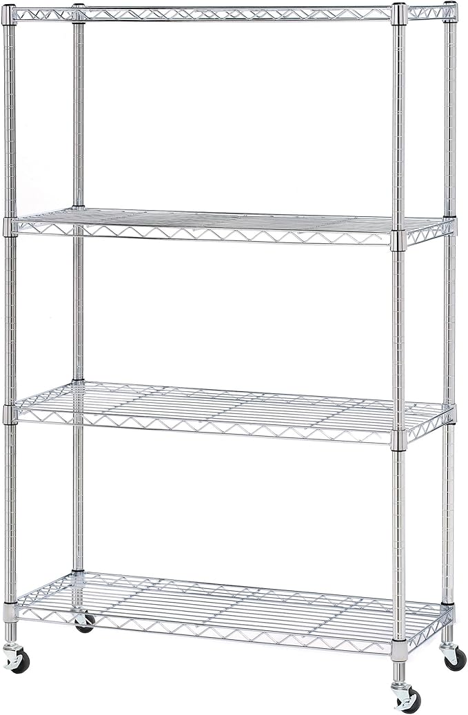 Seville Classics Solid Steel Wire Shelving Storage Unit Adjustable Shelves Organizer Rack, for Home, Kitchen, Office, Garage, Bedroom, Closet, Steel, 4-Tier, 36" W x 14" D