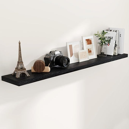 72 Inch Floating Shelves Black, 72 x 9.3 Rustic Wooden Fireplace Mantel, 9.3 Inch Floating Shelf for Wall, Farmhouse Wall Shelves for Home Storage & Display