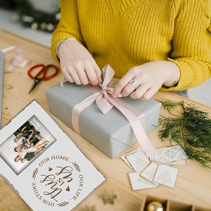 Buecasa White Rustic Engraved This Is Us Picture Frames 4x6 Inches Tabletop - Carving Housewarming Wedding Couples Romantic Gifts - Farmhouse Family Love Quotes New Home Decor
