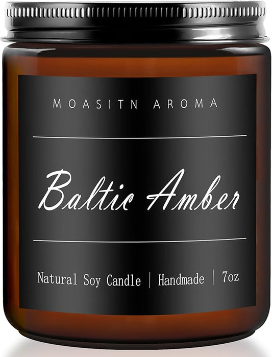 MOASITN Baltic Amber Highly Scented Candles for Home| Natural Soy Aromatherapy candle| Handmade Long Lasting Jar Candle| Candel Gift for Women,Men as Birthday,Housewarming,Relaxing,Christmas Gifts|7oz