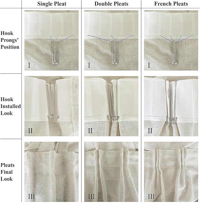 Off White Semi Sheer Curtains 84 Inches Long 2 Panels, Rustic Linen Look Light Filtering Drapes, Modern Farmhouse Window Decor, Pinch Pleat Curtain with Hooks